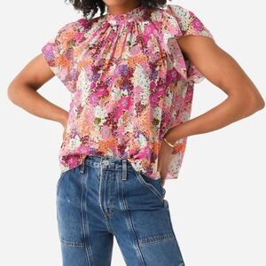 NEW TROVATA carla highneck shirt in young meadow size small NWOT floral blouse